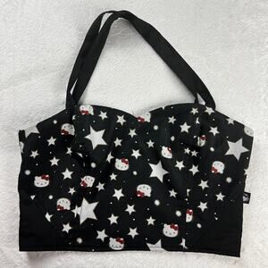 Hello Kitty Black & White halter corset tank top women’s size Medium Stars